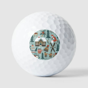 Forest Animals: Winter Vintage Seamless. Golf Balls