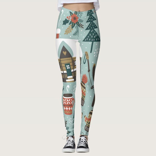 Forest Animals: Winter Vintage Seamless. Leggings (Front)