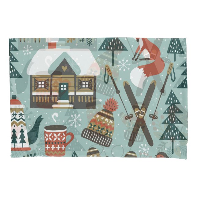 Forest Animals: Winter Vintage Seamless. Pillowcase (Front)