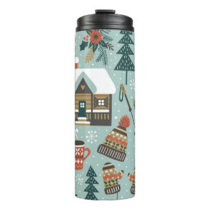 Forest Animals: Winter Vintage Seamless. Thermal Tumbler