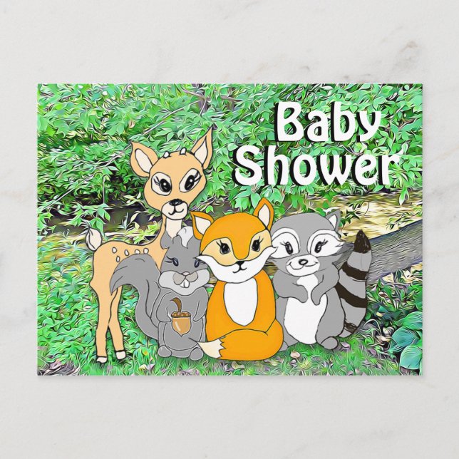 Forest Animals Woodland Creatures Baby Shower Postcard (Front)