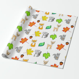 Forest Animals Woodland Creatures Fox, Raccoon Wrapping Paper