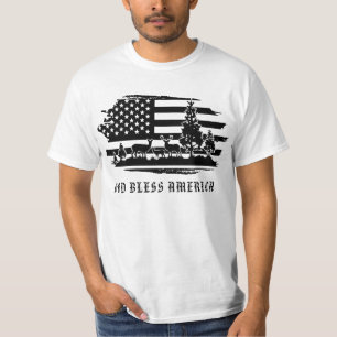 *~* Forest AP27 Deer Pines Modern American Flag T-Shirt