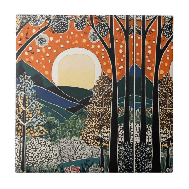  Forest Art Nouveau Tile” Tile (Front)