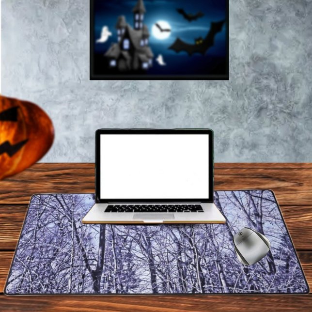 Forest At Twilight Desk Mat (This desk mat lends a haunting, look to your Halloween decor!)
