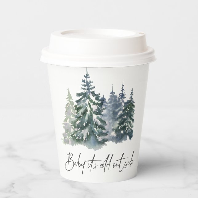Forest Baby It’s Cold Outside Winter Baby Shower Paper Cups (Front)
