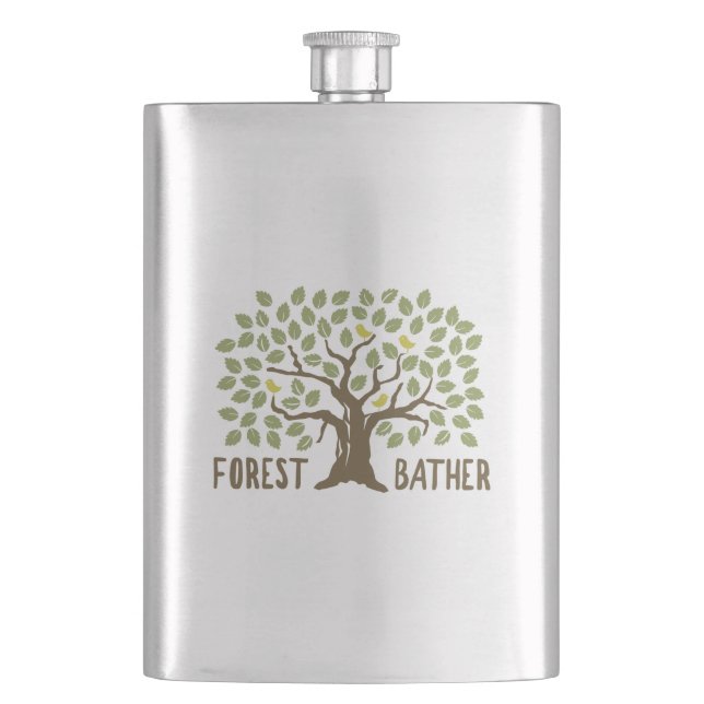 Forest Bather Birds Hip Flask (Front)