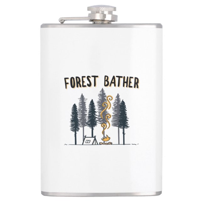 Forest Bather Camping Hip Flask (Front)