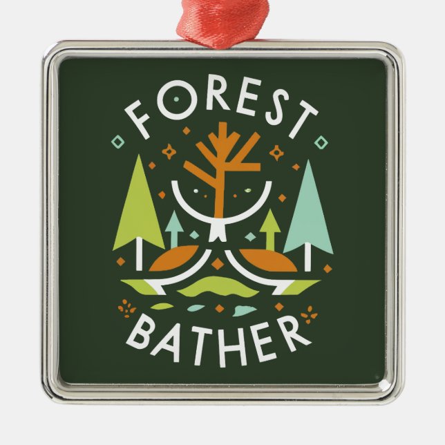 Forest Bather Cubist Metal Ornament (Front)