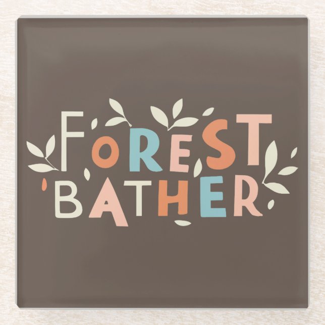 Forest Bather Custom Text Glass Coaster (Front)