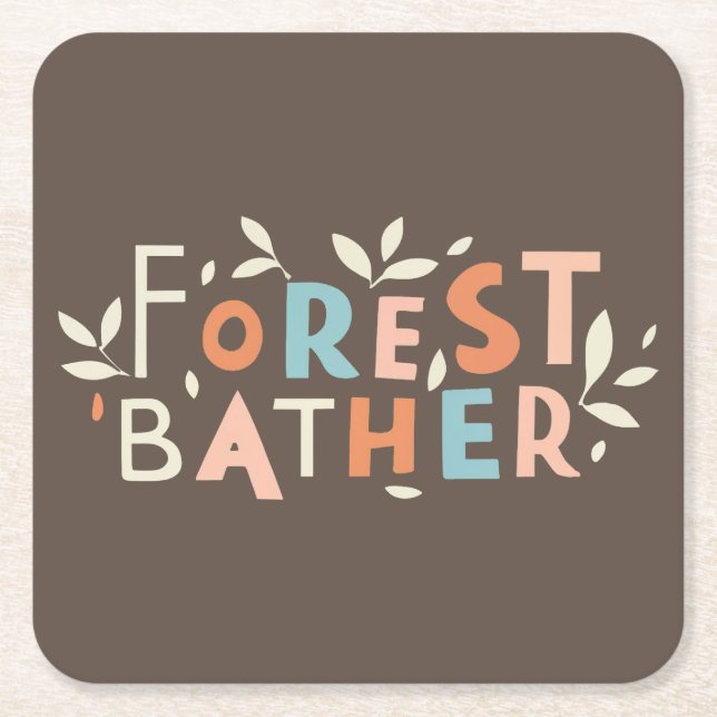 Forest Bather Custom Text Square Paper Coaster (Front)