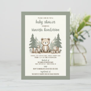 Forest Bear Baby Shower Invitation