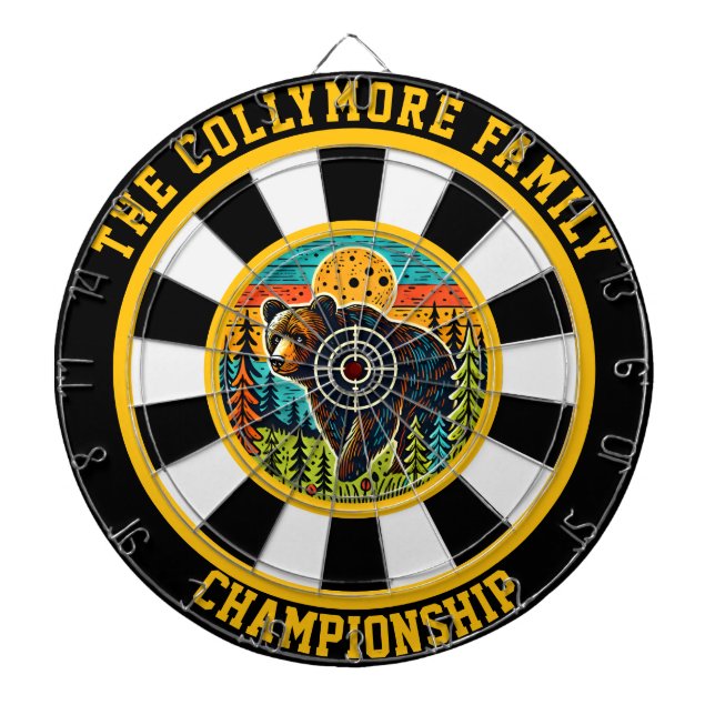 Forest Bear in Bullseye Art Dartboard (Front)