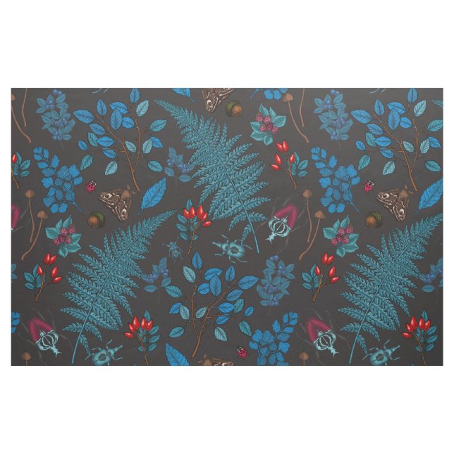 Forest berries, leaves and bugs 1 fabric (Fat Quarter)