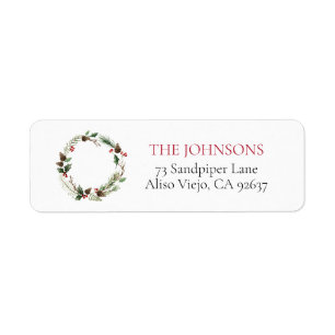 Forest Berry Pinecone Wreath Return Address
