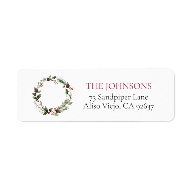 Forest Berry Pinecone Wreath Return Address (Front)