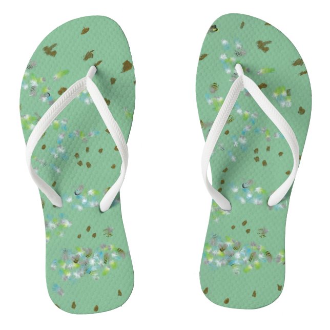 Forest Birds Flip Flops (Footbed)