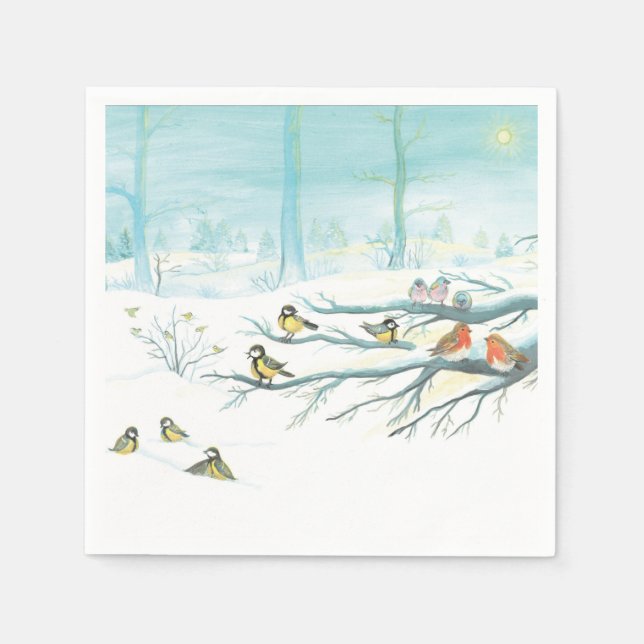 Forest birds in winter                             napkin (Front)