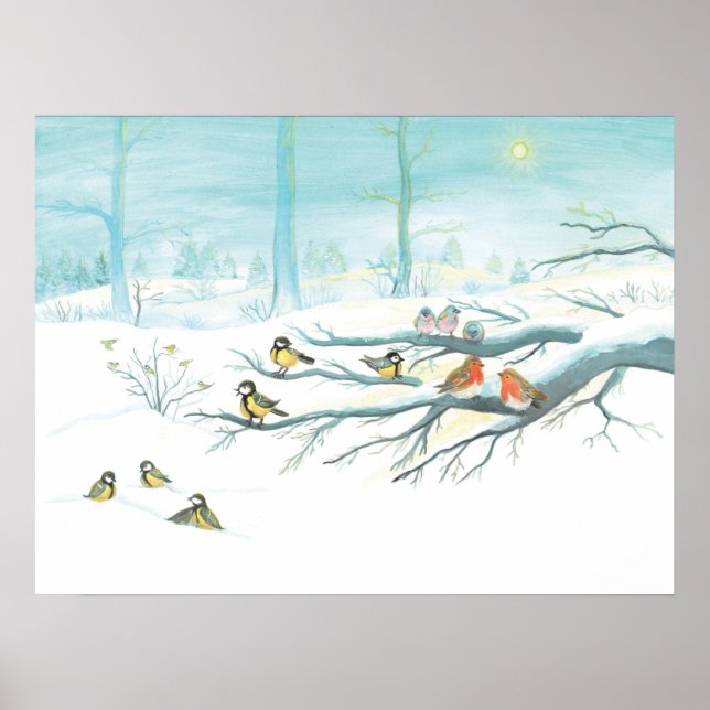 Forest birds in winter  poster (Front)