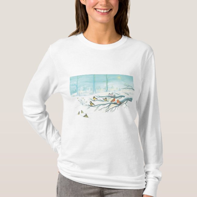 Forest birds in winter T-Shirt (Front)
