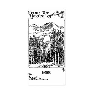 Forest bookplate rubber stamp