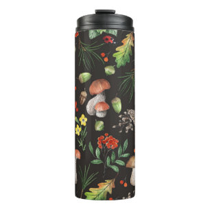 Forest Bounty: Watercolor Mushroom Pattern Thermal Tumbler