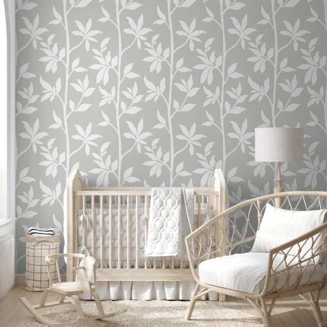 Forest Breeze Silhouette L grayscale leafy branch Wallpaper (Kids)