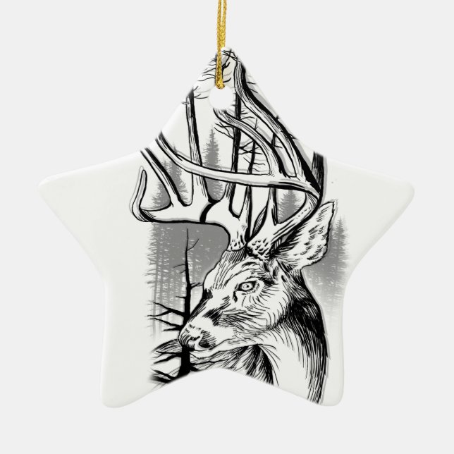 Forest Buck Ceramic Ornament (Front)