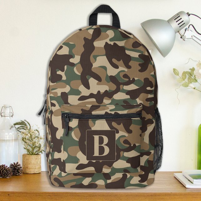 Forest Camo Personalized Monogram Camouflage Printed Backpack (Creator Uploaded)