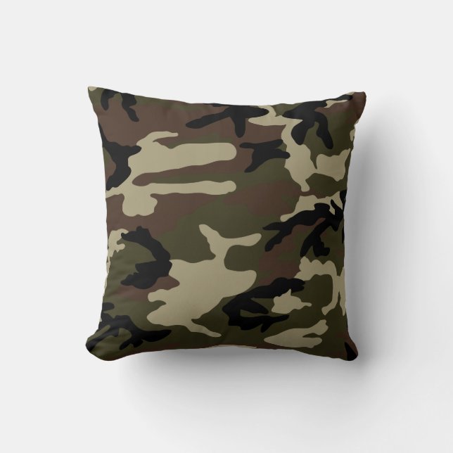 forest camo print camouflage pattern army military throw pillow (Front)