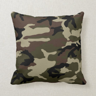 forest camo print camouflage pattern army military throw pillow