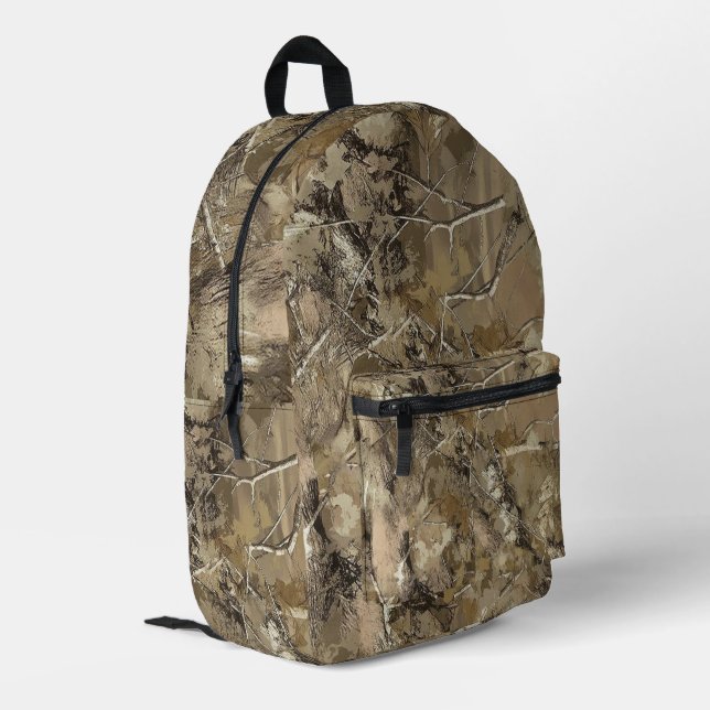 Forest Camo with Dry Leaves Pattern Printed Backpack (Back Corner Left)