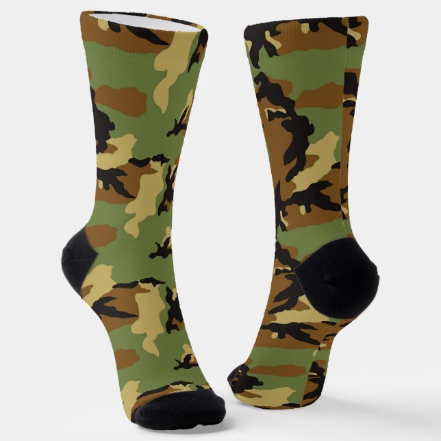 Forest Camouflage Military Pattern Socks (Angled)