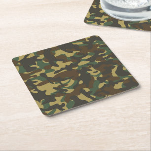 Forest Camouflage Square Paper Coaster