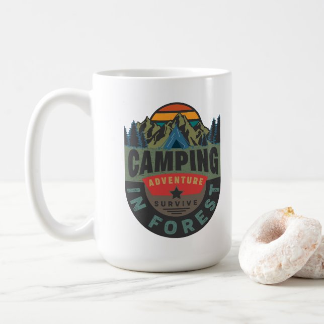 Forest Camping Adventure  Coffee Mug (With Donut)