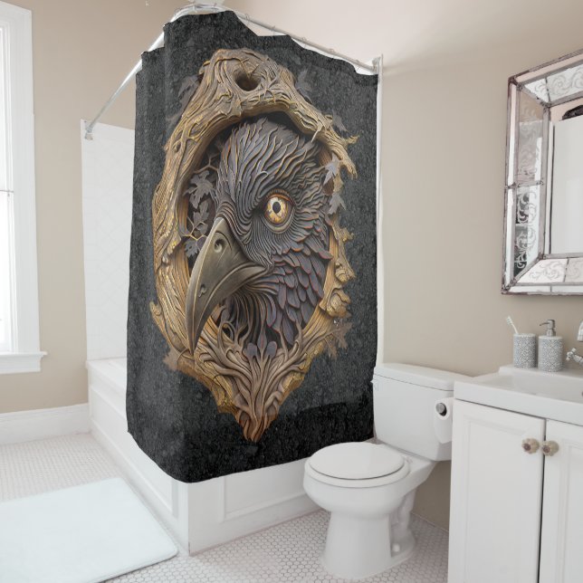 Forest Carving Shower Curtain (In Situ)