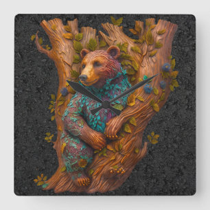 Forest Carving Wall Clock