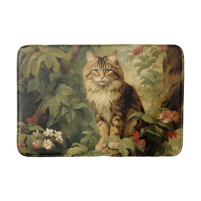 Forest Cat in Lush Foliage Bath Mat (Front)