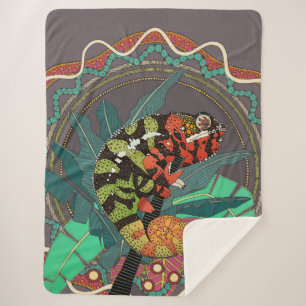 forest chameleon sherpa blanket