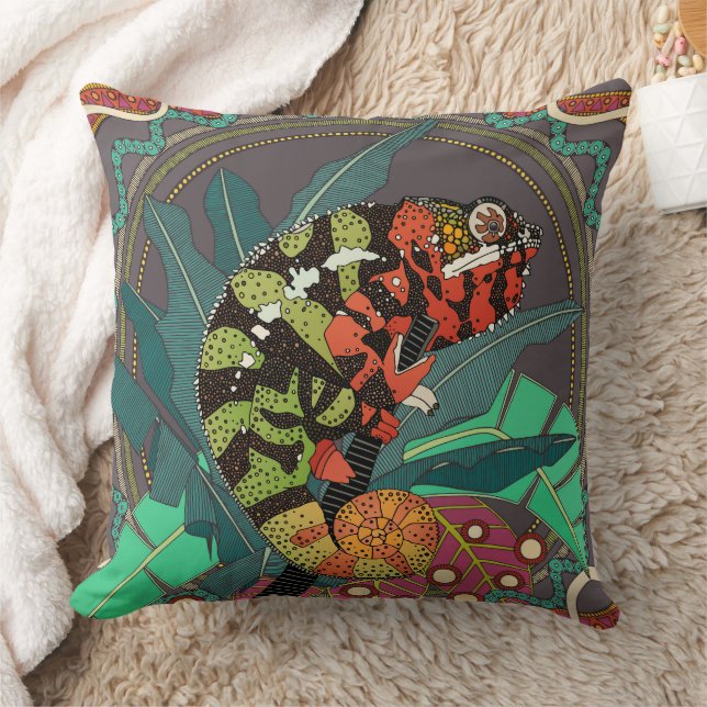 forest chameleon throw pillow (Blanket)