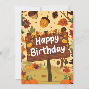 Forest Charming Wish Autumn Fall Happy Birthday Card