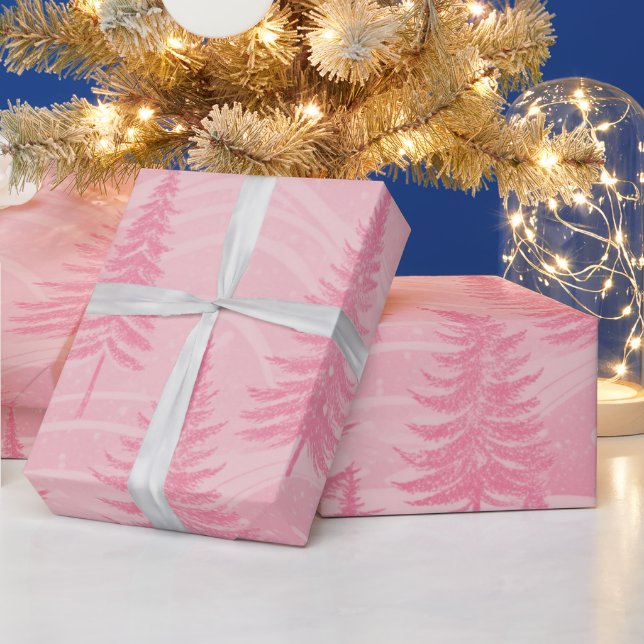 Forest Christmas Pink Coquette Wrapping Paper (Holidays)