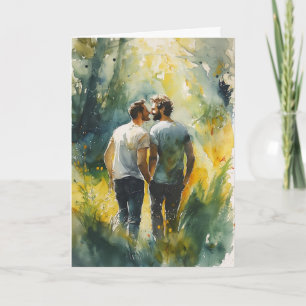 Forest Clearing Kiss Watercolor Card