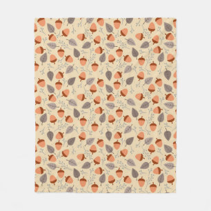 Forest Colour Leaves and Acorns Pattern Fleece Blanket