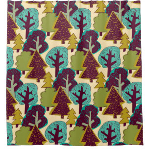 Forest colour seamless pattern. Wild nature landsc