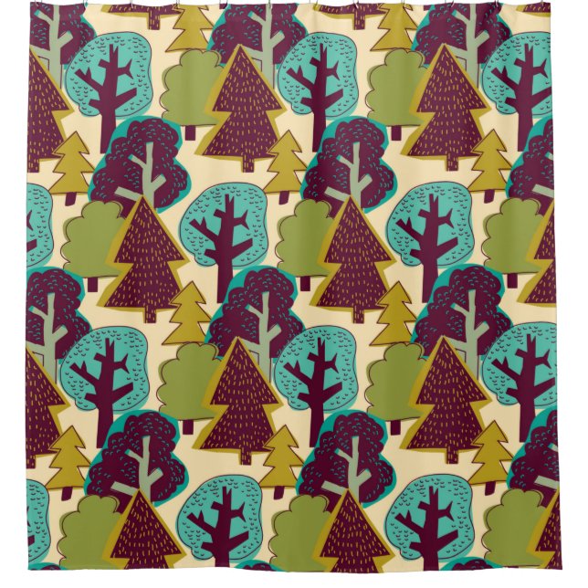 Forest colour seamless pattern. Wild nature landsc (Front)