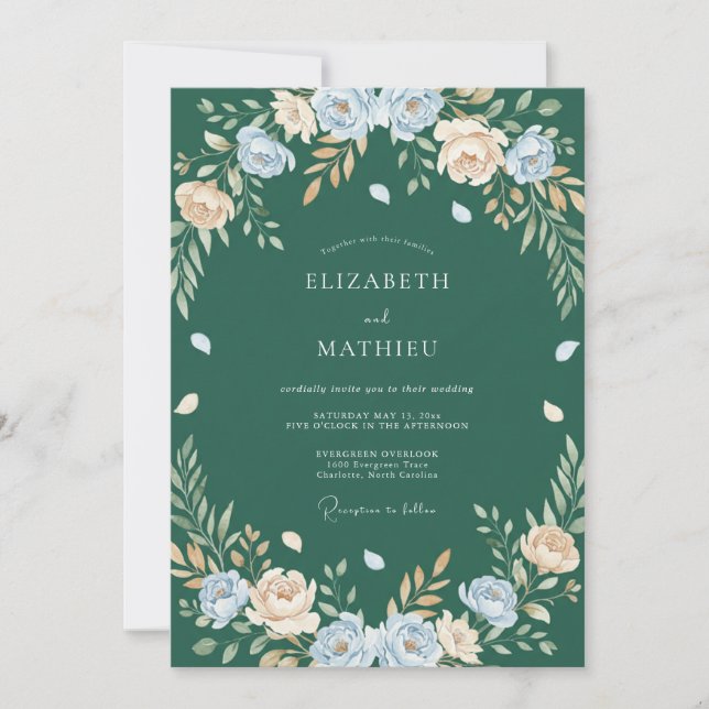 Forest Cornflower Petal Wedding Invitation (Front)