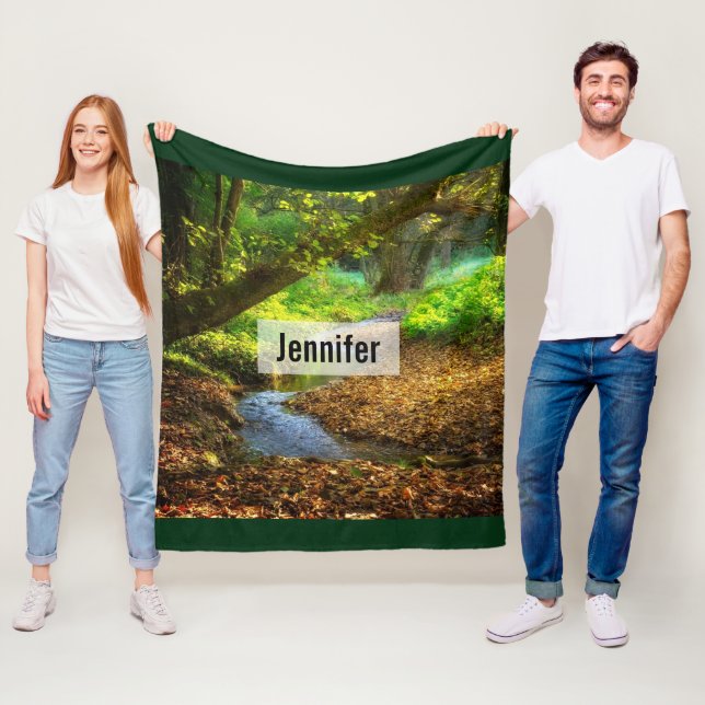 Forest Creek Beautiful Nature Landscape Photo Fleece Blanket (In Situ)