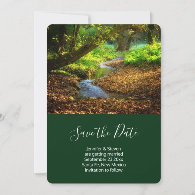 Forest Creek Beautiful Nature Landscape Photo Save The Date (Front)