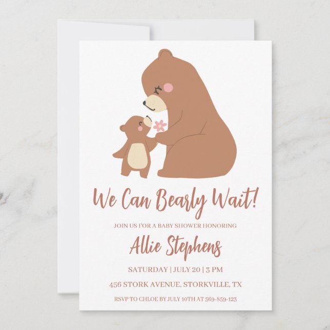 forest cub we can bearly wait invitations (Front)